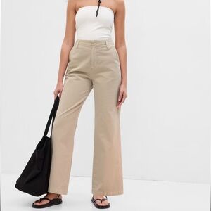 Gap Beige High Rise Wide Leg Chino Pants